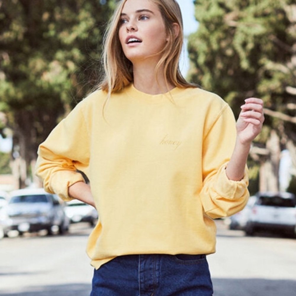 Brandy Melville yellow “honey” crewneck